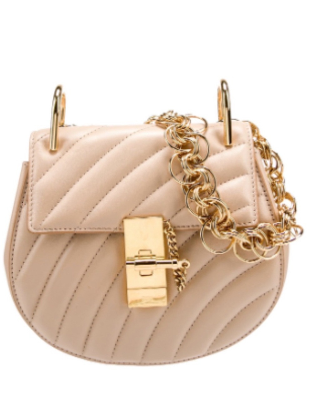Chloe Drew Bijou Tan with Gold Chain